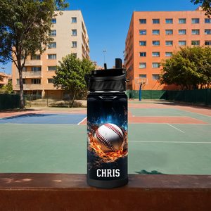 Personalized Blazing Baseball Fastball with Name 18oz Kids Water Bottle