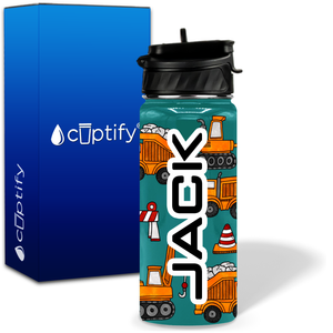 Toy Trucks 18oz Personalized Kids Water Bottle