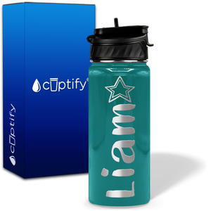 Personalized Star with Name and Icon on 18oz Wide Mouth Kids Water Bottle