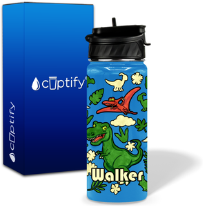 Green Dinosaur 18oz Personalized Kids Water Bottle