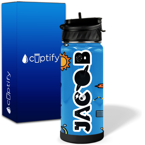 Personalized Outer Space 18oz Wide Mouth Kids Water Bottle