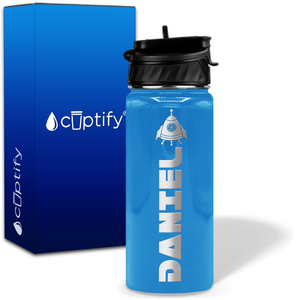 Personalized Space Ship with Name and Icon on 18oz Wide Mouth Kids Water Bottle