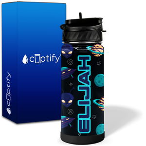 Personalized Aliens and UFOs 18oz Wide Mouth Kids Water Bottle
