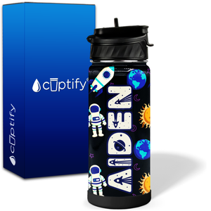 Personalized Space Astronauts 18oz Wide Mouth Kids Water Bottle