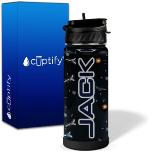 Personalized Space Fighter Ships 18oz Wide Mouth Kids Water Bottle