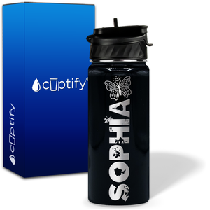 Personalized Heart Butterfly with Name and Icon on 18oz Wide Mouth Kids Water Bottle