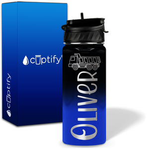 Personalized Truck with Name and Icon on 18oz Wide Mouth Kids Water Bottle