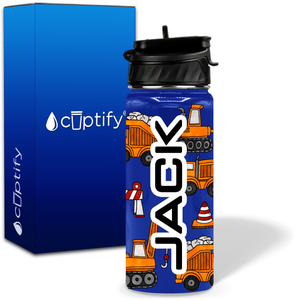 Toy Trucks 18oz Personalized Kids Water Bottle