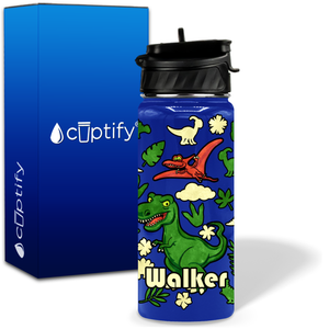 Green Dinosaur 18oz Personalized Kids Water Bottle