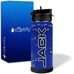 Personalized Space Fighter Ships 18oz Wide Mouth Kids Water Bottle