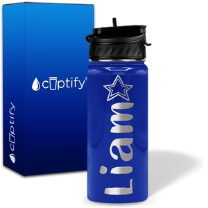 Personalized Star with Name and Icon on 18oz Wide Mouth Kids Water Bottle