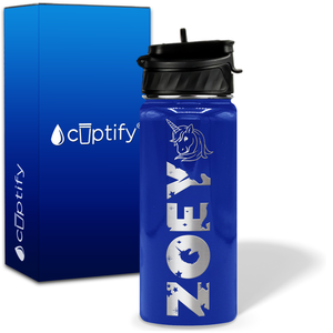 Personalized Unicorn with Name and Icon on 18oz Wide Mouth Kids Water Bottle