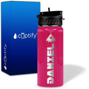 Personalized Space Ship with Name and Icon on 18oz Wide Mouth Kids Water Bottle