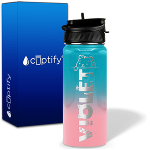 Personalized Cat Waving with Name and Icon on 18oz Wide Mouth Kids Water Bottle