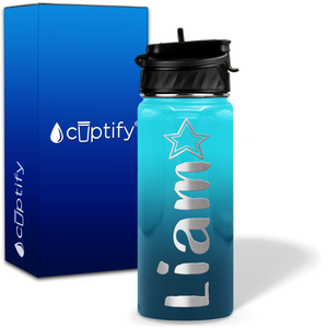 Personalized Star with Name and Icon on 18oz Wide Mouth Kids Water Bottle