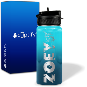 Personalized Unicorn with Name and Icon on 18oz Wide Mouth Kids Water Bottle