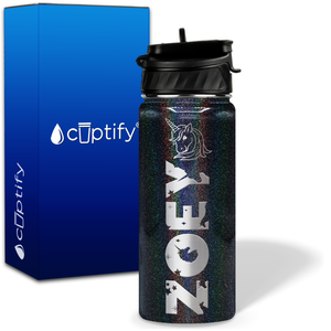 Personalized Unicorn with Name and Icon on 18oz Wide Mouth Kids Water Bottle