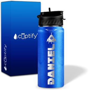 Personalized Space Ship with Name and Icon on 18oz Wide Mouth Kids Water Bottle