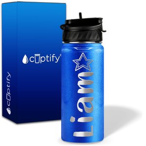 Personalized Star with Name and Icon on 18oz Wide Mouth Kids Water Bottle