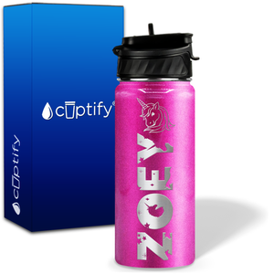 Personalized Unicorn with Name and Icon on 18oz Wide Mouth Kids Water Bottle