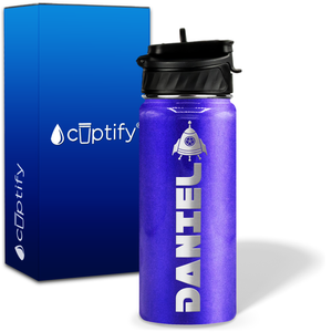Personalized Space Ship with Name and Icon on 18oz Wide Mouth Kids Water Bottle