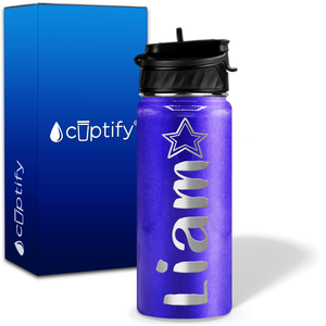 Personalized Star with Name and Icon on 18oz Wide Mouth Kids Water Bottle