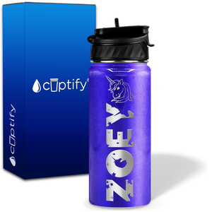 Personalized Unicorn with Name and Icon on 18oz Wide Mouth Kids Water Bottle