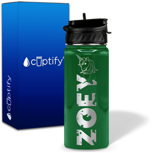 Personalized Unicorn with Name and Icon on 18oz Wide Mouth Kids Water Bottle