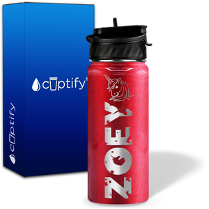 Personalized Unicorn with Name and Icon on 18oz Wide Mouth Kids Water Bottle