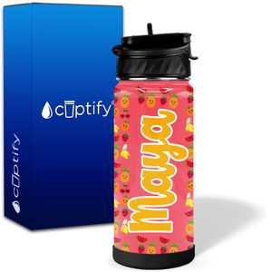 Personalized Happy Fruits 18oz Wide Mouth Kids Water Bottle