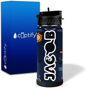 Personalized Outer Space 18oz Wide Mouth Kids Water Bottle