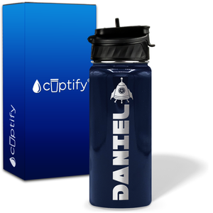 Personalized Space Ship with Name and Icon on 18oz Wide Mouth Kids Water Bottle