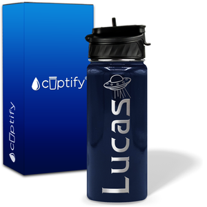 Personalized UFO with Name and Icon on 18oz Wide Mouth Kids Water Bottle