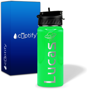 Personalized UFO with Name and Icon on 18oz Wide Mouth Kids Water Bottle