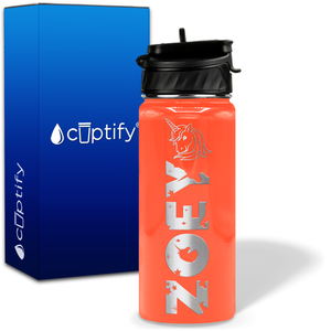 Personalized Unicorn with Name and Icon on 18oz Wide Mouth Kids Water Bottle