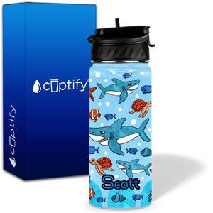 Sharks Smile 18oz Personalized Kids Water Bottle