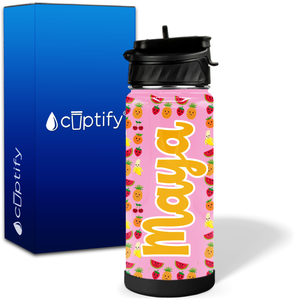 Personalized Happy Fruits 18oz Wide Mouth Kids Water Bottle