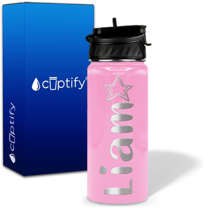 Personalized Star with Name and Icon on 18oz Wide Mouth Kids Water Bottle