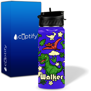Green Dinosaur 18oz Personalized Kids Water Bottle