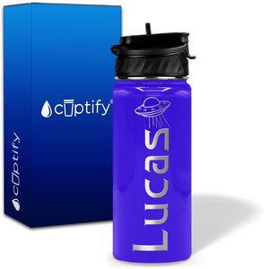 Personalized UFO with Name and Icon on 18oz Wide Mouth Kids Water Bottle