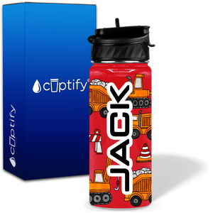Toy Trucks 18oz Personalized Kids Water Bottle
