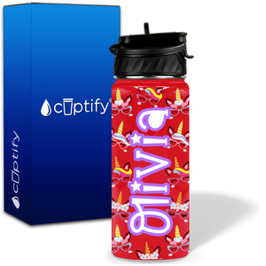 Unicorn Glasses 18oz Personalized Kids Water Bottle