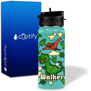 Green Dinosaur 18oz Personalized Kids Water Bottle