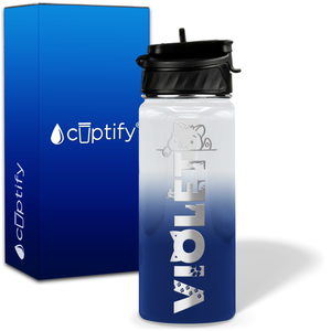 Personalized Cat Waving with Name and Icon on 18oz Wide Mouth Kids Water Bottle