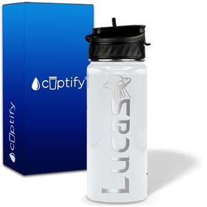 Personalized UFO with Name and Icon on 18oz Wide Mouth Kids Water Bottle