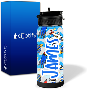 Personalized Rockets and Astronauts 18oz Wide Mouth Kids Water Bottle