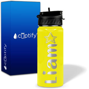 Personalized Star with Name and Icon on 18oz Wide Mouth Kids Water Bottle