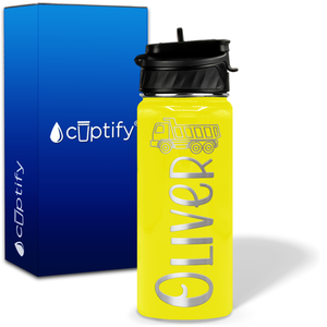 Personalized Truck with Name and Icon on 18oz Wide Mouth Kids Water Bottle