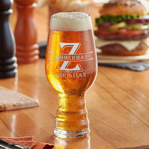 Personalized Initial Block Monogram on 18oz IPA Beer Glass