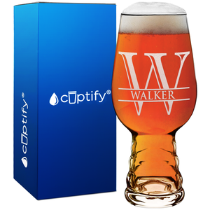 Personalized Split Script Monogram on 18oz IPA Beer Glass